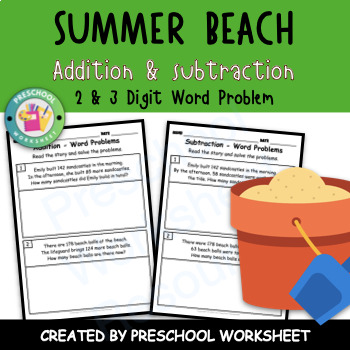 Preview of 2 and 3 Digit Addition and Subtraction Word Problems | Summer Word Problems