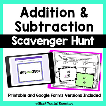 Preview of 2 and 3 Digit Addition and Subtraction with Regrouping Game - Scavenger Hunt