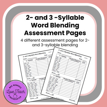 2 Syllable Word Assessment Worksheets Teachers Pay Teachers