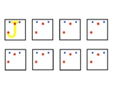 OT 2" boxes tracing/copying: Letter J (dot cues)