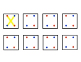 OT 2" boxes tracing/copying: Letter X (dot cues)