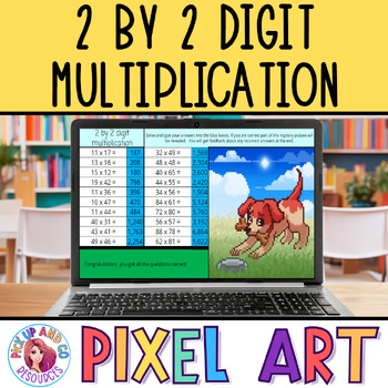 Preview of 2 by 2 Digit Multiplication 4th Grade Math Pixel Art | Google Sheets