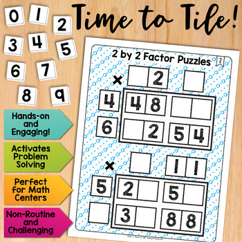 Preview of 2 by 2 Factor Puzzles Math Centers Math Tiles