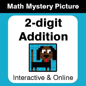 Preview of 2-digit Addition - Distance Learning - Interactive Math Mystery Picture - Free
