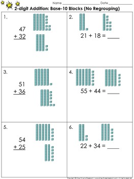 1 math for grade with worksheets addition regrouping Addition: (No 2 Base 10 Use Regrouping Blocks digit
