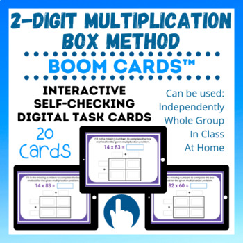 Preview of 2-digit Multiplication Box Method - Boom Cards™