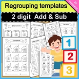 2 digit Template addition and subtraction with regrouping,
