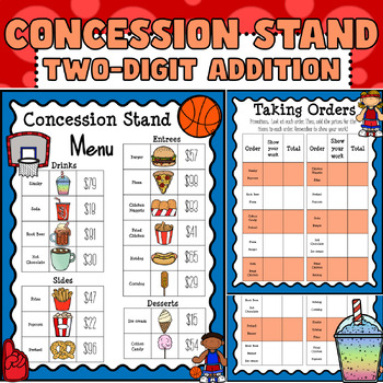 Preview of March Madness Math Concession Stand: Two-Digit Addition