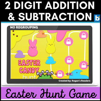 Preview of 2 digit addition and subtraction without regrouping Easter Game