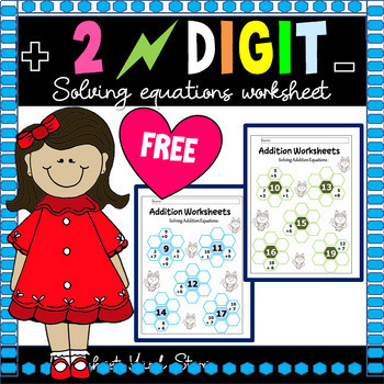 Preview of 2 digit addition | solving equations | math skill worksheet | Free