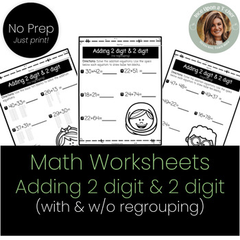 Preview of 2 digit addition worksheets(with & w/o regrouping)(2 digit & 2 digit addition)