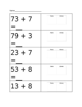 Preview of 2 digit and 1 digit addition using place value