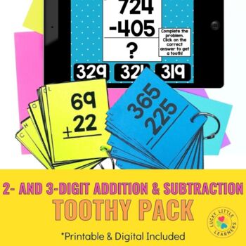 Preview of 2-digit and 3-digit Addition and Subtraction Toothy® Pack | Print and Digital