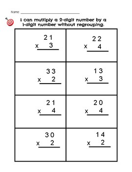 2 digit by 1 digit multiplication no regrouping computation and word problems