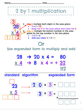 Preview of 2-digit by 1-digit multiplication with expanded form, 3rd - 4th grade