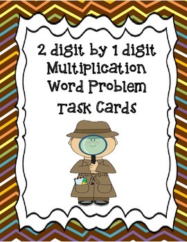 Preview of 2 digit by 1 digit multiplication word problem task cards