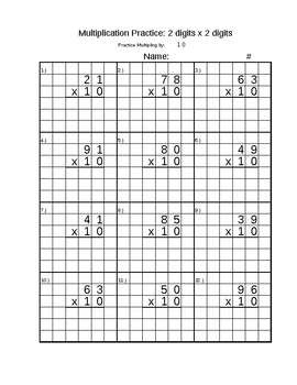 Preview of 2 digit by 2 digit multiplication