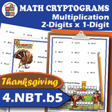 2-digits X 1-digit Multiplication Thanksgiving Cryptogram Puzzle