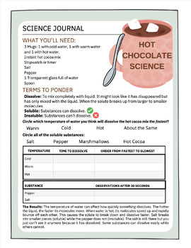 Preview of Science Journal: 2-in-1 Hot Chocolate Science Experiments With Instructions