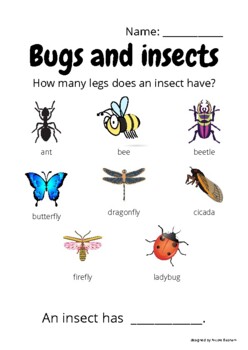 2 insect worksheets identifying different insects esl efl kindergarten