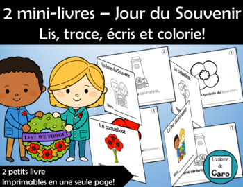 2 mini-livres – Jour du Souvenir Lis, trace, écris et colorie!