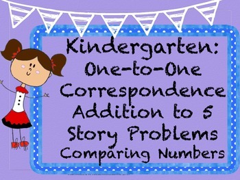 Preview of 2 months of Kinder Math: One to One Correspondence, Addition/Story Problems to 5