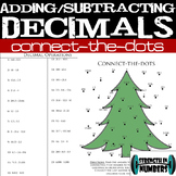 Adding Subtracting Decimals Connect Dots Christmas Tree In