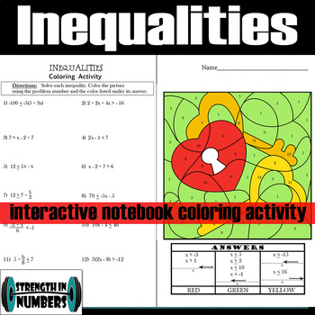 Preview of 2, multi-step Inequalities Interactive Notebook Valentine's Day Coloring
