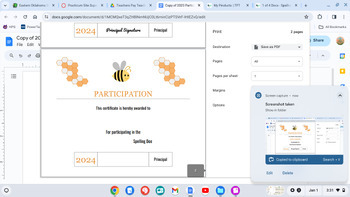 Preview of 2 of 4 Docs - Spelling Bee Participation Certification