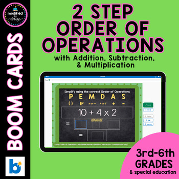 Preview of 2 step Order of Operations w/ Addition, Subtraction, & Multiplication Boom Cards