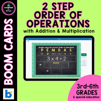 Preview of 2 step Order of Operations with Addition and Subtraction Boom Cards
