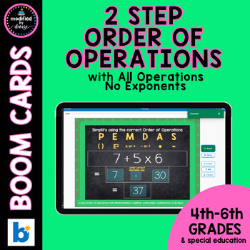 Preview of 2 step Order of Operations with All Operations No Exponents Boom Cards