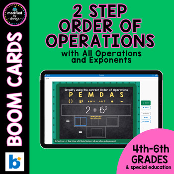 Preview of 2 step Order of Operations with All Operations and Exponents Boom Cards