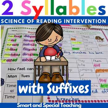 Preview of 2 syllable words closed syllables with suffixes Orton Gillingham Level 1 Unit 13