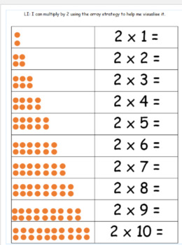 Preview of 2 times tables array worksheet