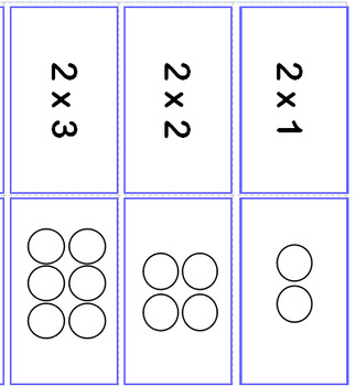 Preview of 2 times tables matching cards multiplication flash cards