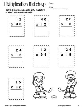 2 x 2 multiplication worksheet cut and paste by snappy teacher tpt