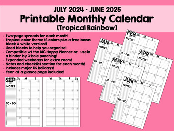 2020-2021 Printable Monthly Calendar Planner (2-Page ...