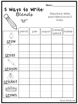 5 Ways to Write Blends Worksheets. 20 pages. Kindergarten-1st Grade ELA.