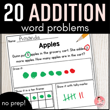 Preview of 20 Addition Word Problems Within 10 Worksheets (English and French)