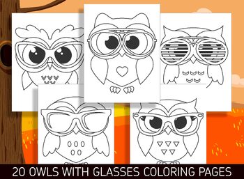Preview of 20 Adorable Owl with Glasses Coloring Pages for Preschool and Kindergarten Kids