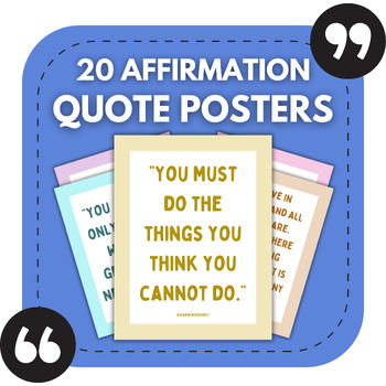 Preview of 20 Affirmation Bulletin Board Posters | Middle & High School Classroom Decor