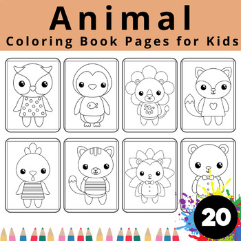 20-Animal-Coloring-Book-Pages for kids by Wedoop | TPT