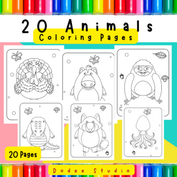 20 Animals Coloring Pages: 20 Printable Coloring Pages for Kids by ...