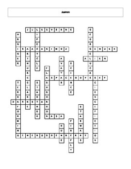 20 Answer Space in Science Fiction Literature and Film Crossword with Key