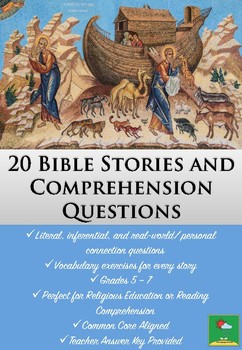Preview of Bible Stories Reading Comprehension and Questions