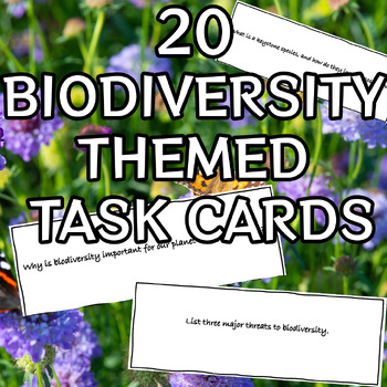 Preview of 20 Biodiversity Themed Task Cards - Review & Research
