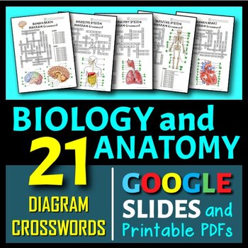 Preview of 21 Biology & Anatomy Diagram Crosswords BUNDLE | Printable & Distance Learning