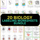 20 Biology Labeling Worksheets with Answer key Bundle