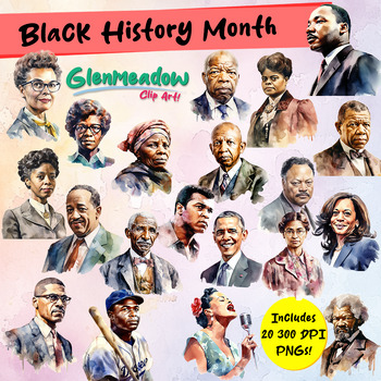 Preview of 20 Black History Month Clip Illustration Clip Art Set